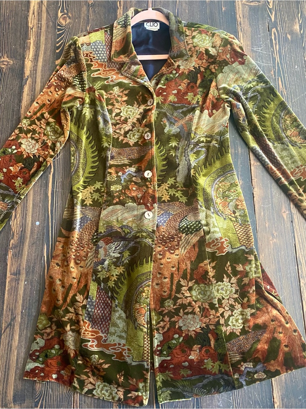 Vintage CLIO Velvet/Velour Duster Jacket/ Dress/ Boho/ Asian Inspired